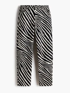 H&M Barrel-Leg Twill Pants Zebra Print